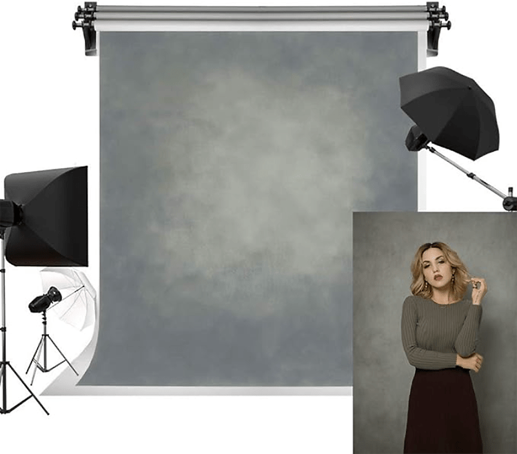 Kate 5x7ft/1.5x2.2m fond de photographie gris en microfibre sans plis, idéal pour des séances photo professionnelles en studio.