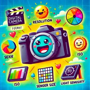 Comment choisir son premier appareil photo numérique : résolution, taille du capteur, sensibilité ISO et objectif interchangeables.